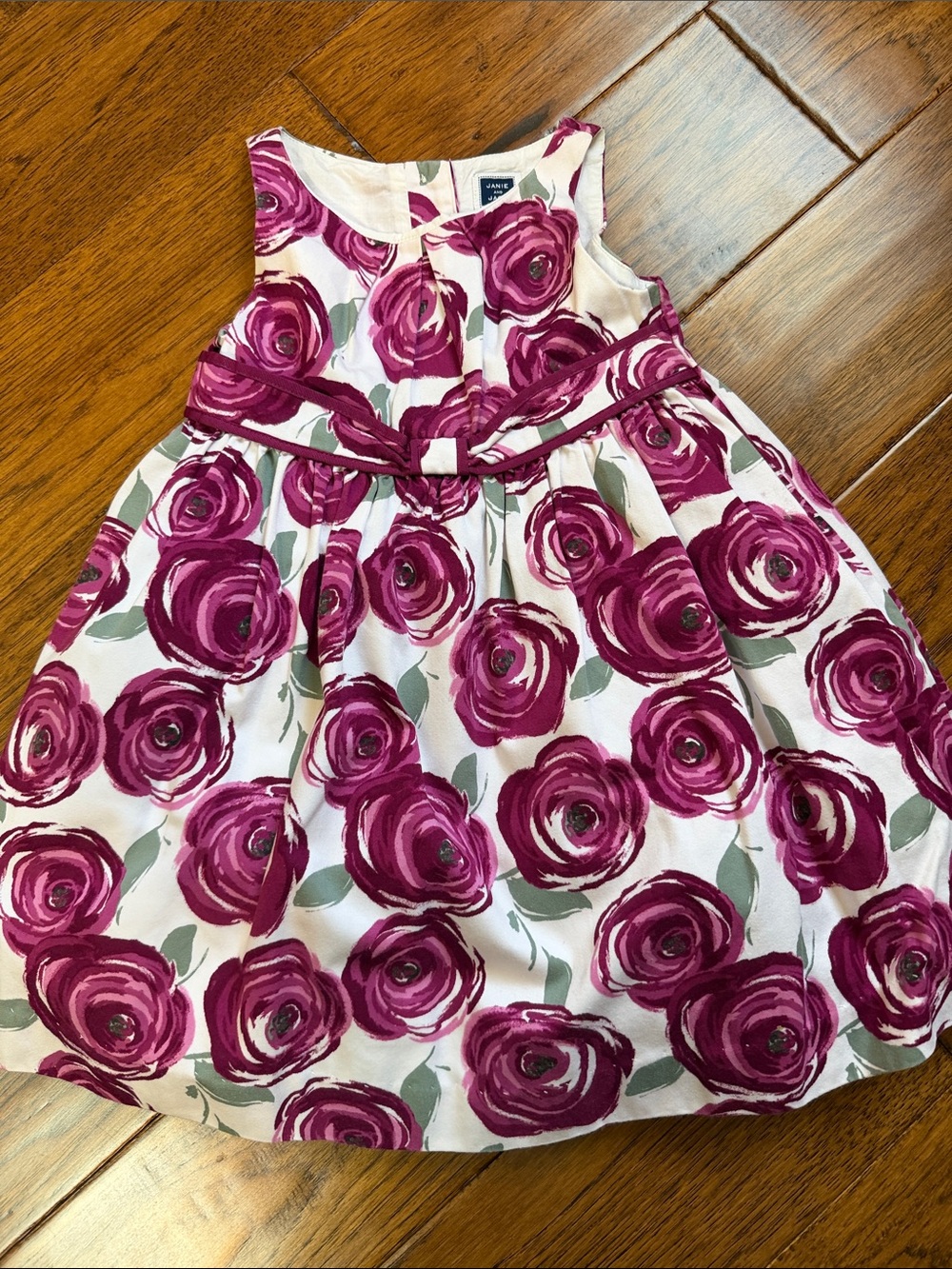 Girls Floral Bow Party Dress - Pink-Purple Roses
